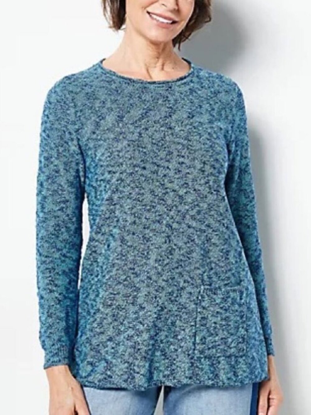 LOGO by Lori Goldstein Roll-Neck Marled Sweater